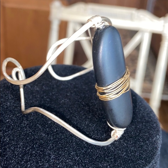 Artisan One-Of-A-Kind Cuff in Silver-Black-Gold - Picture 2 of 7